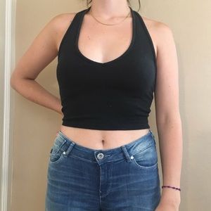 BRANDY MELVILLE BLACK HALTER TOP